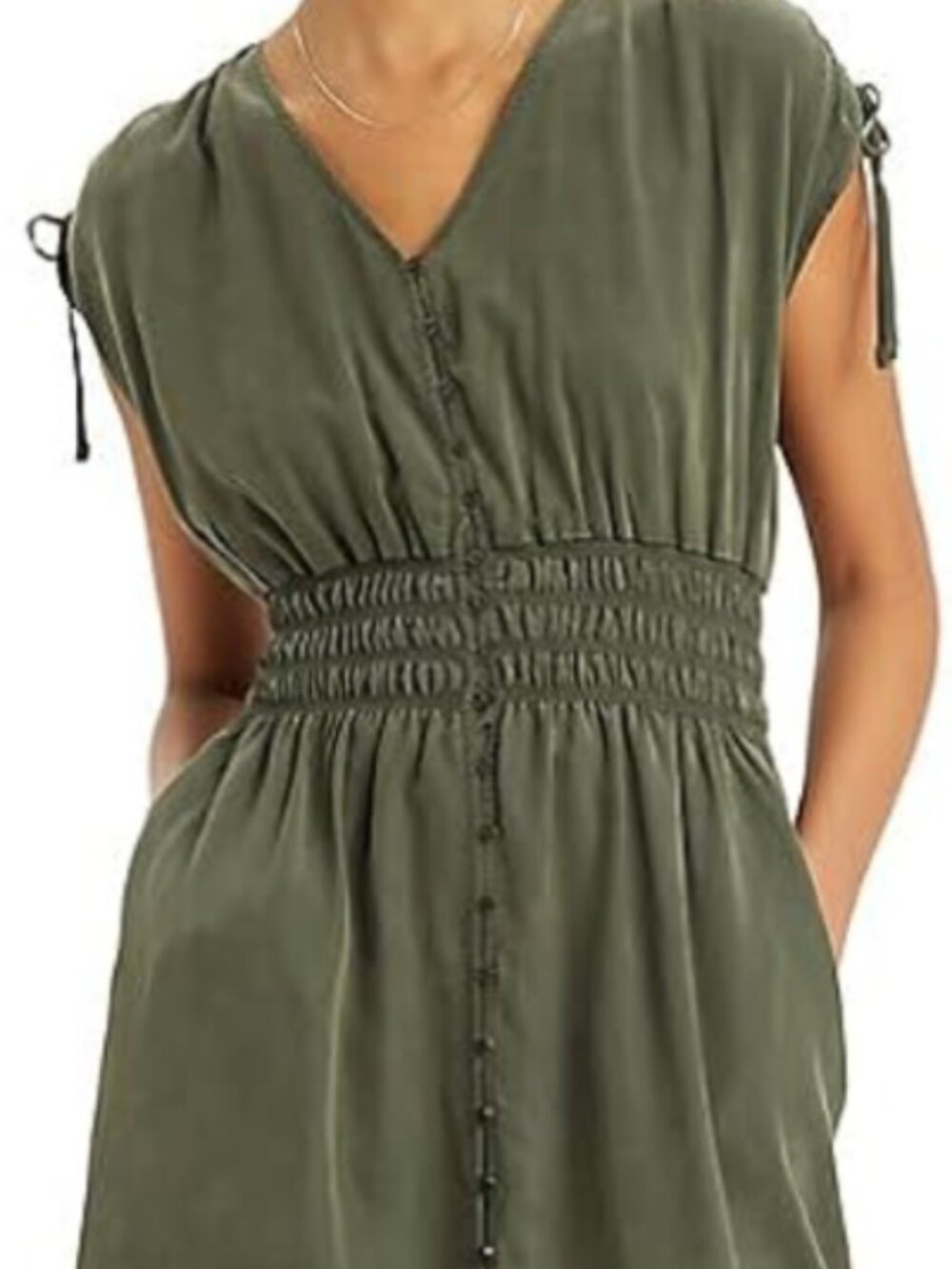 NWT Levi's Casual Dress Smocked Waist Olive Small